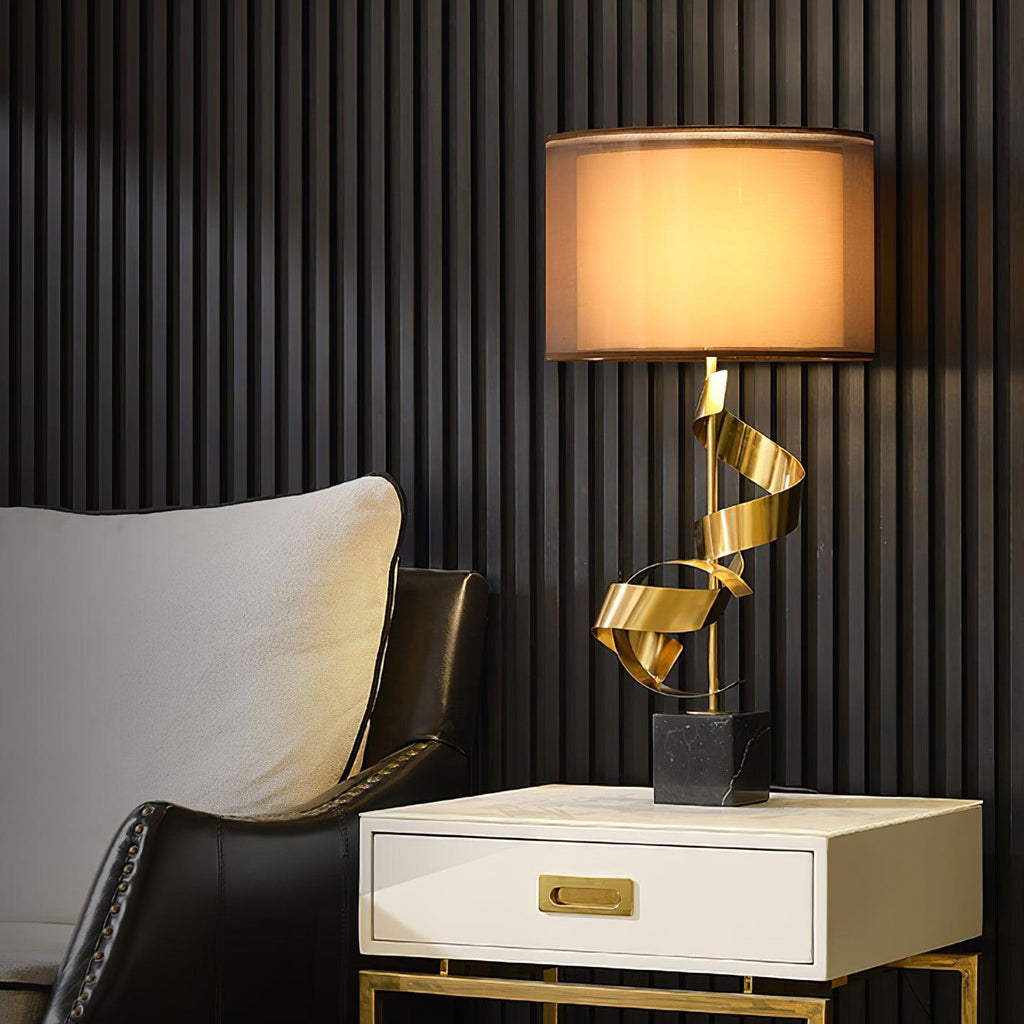 Lampe à poser moderne Rikard en Doré et noir marbre