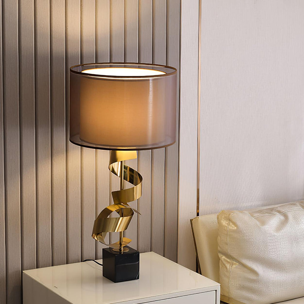 Lampe à poser moderne Rikard en Doré et noir marbre