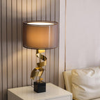 Lampe à poser moderne Rikard en Doré et noir marbre