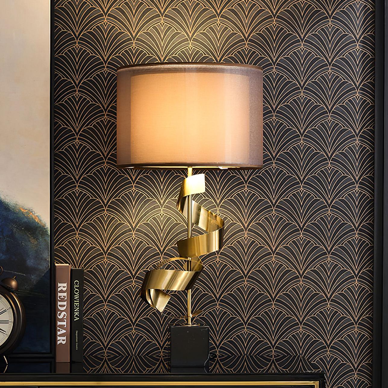 Lampe à poser moderne Rikard en Doré et noir marbre
