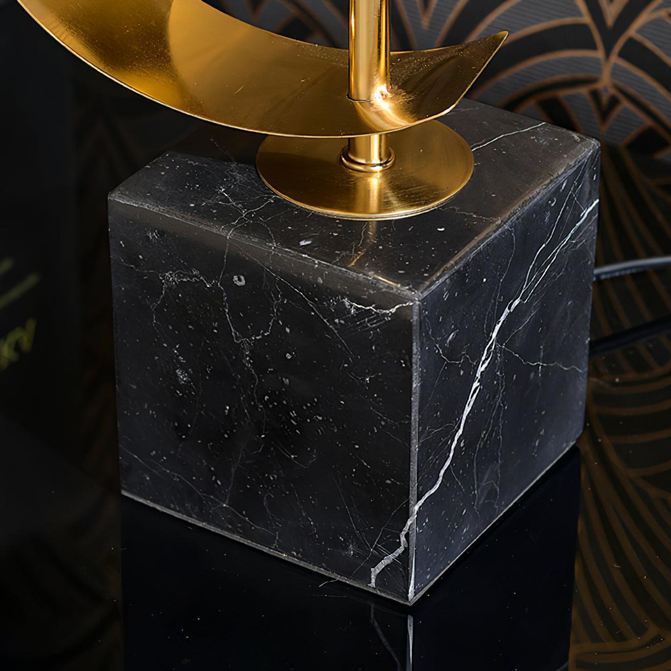 Lampe à poser moderne Rikard en Doré et noir marbre