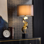 Lampe à poser moderne Rikard en Doré et noir marbre