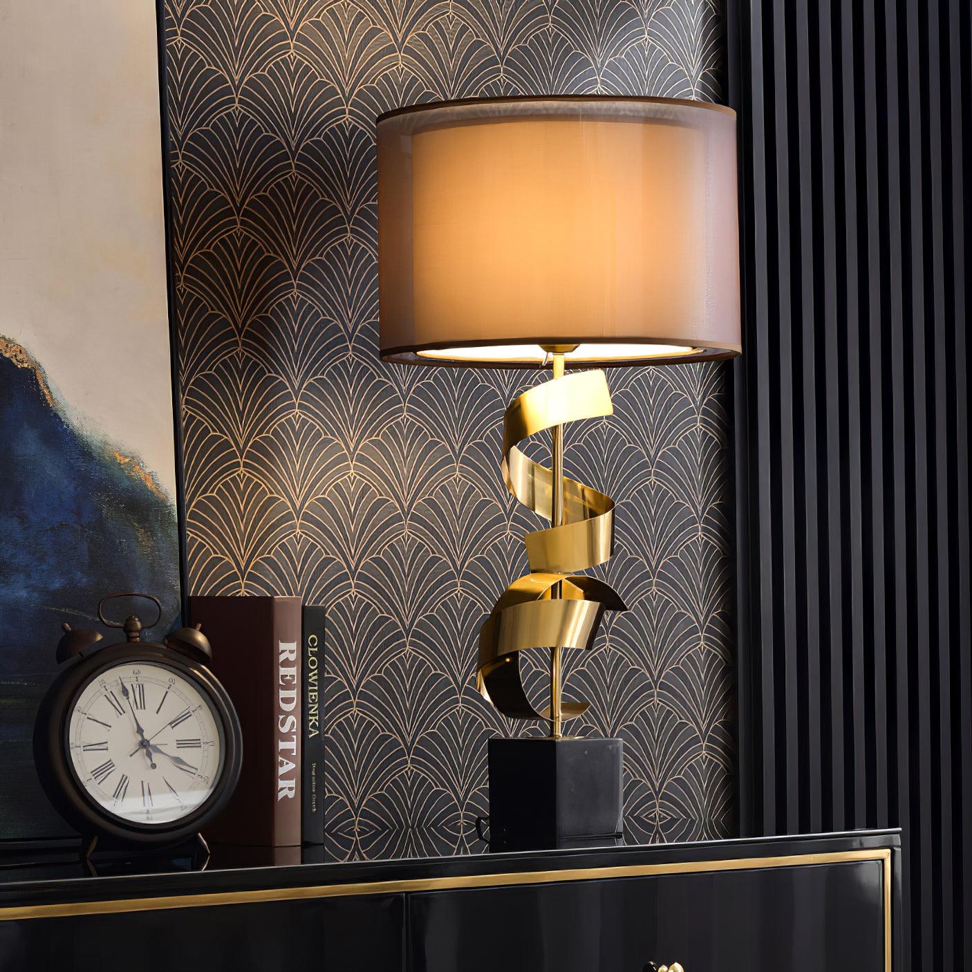 Lampe à poser moderne Rikard en Doré et noir marbre