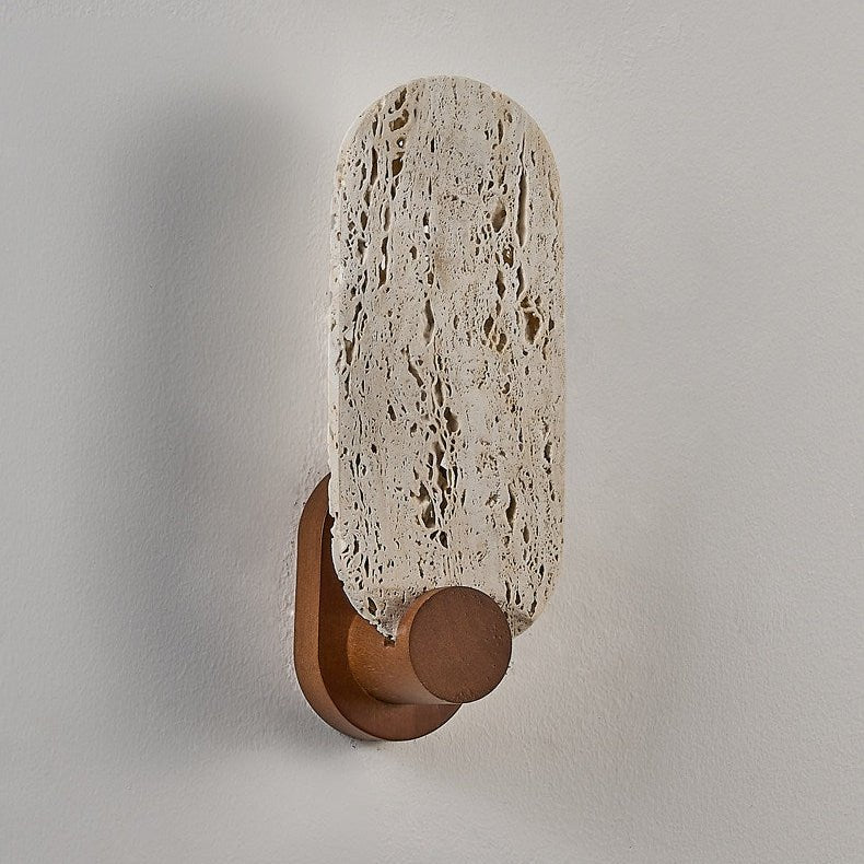 Applique murale moderne Goddard en Travertin jaune et noyer