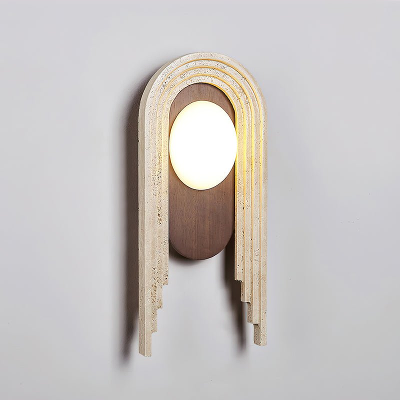 Applique murale moderne Valur en Travertin Foncé noyer et beige