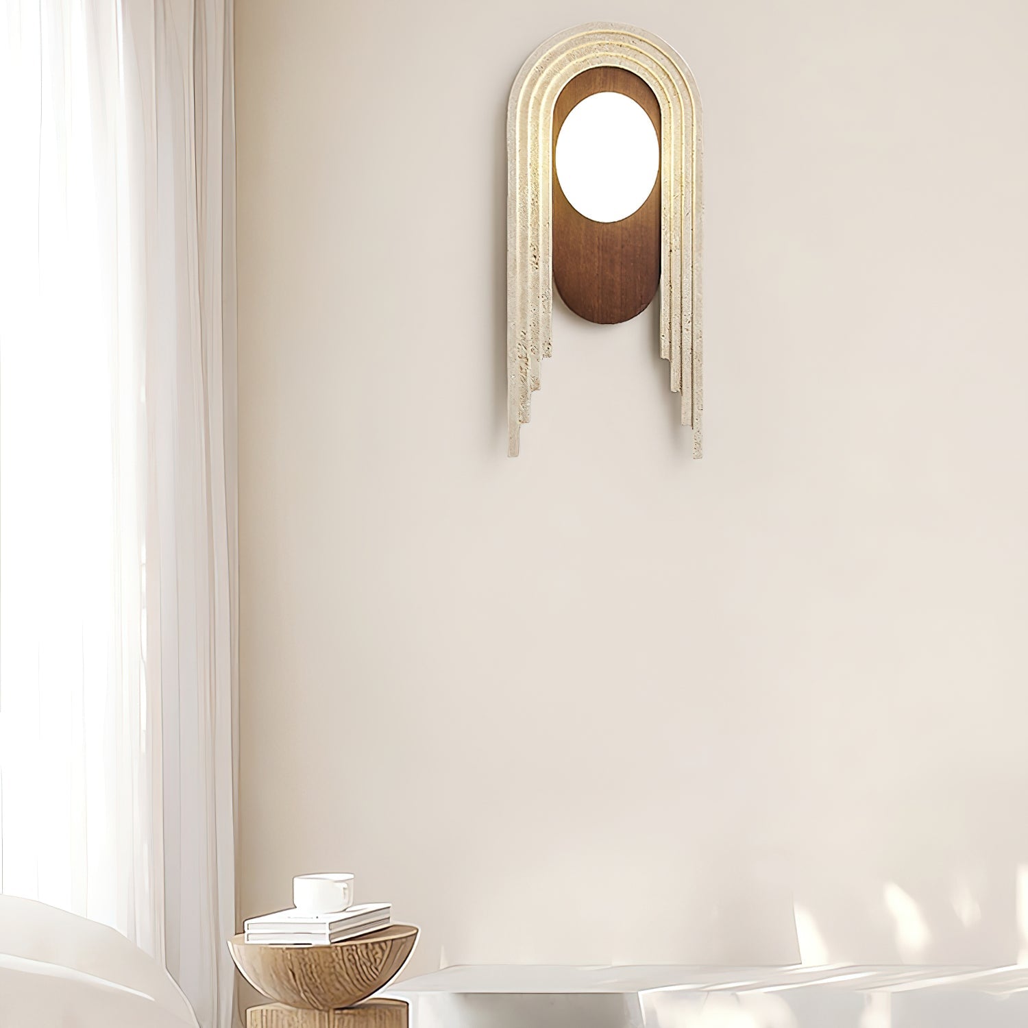 Applique murale moderne Valur en Travertin Foncé noyer et beige