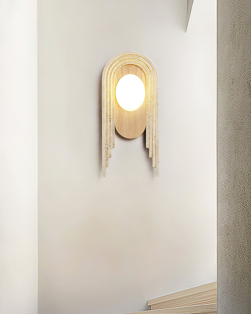 Applique murale moderne Valur en Travertin Foncé noyer et beige