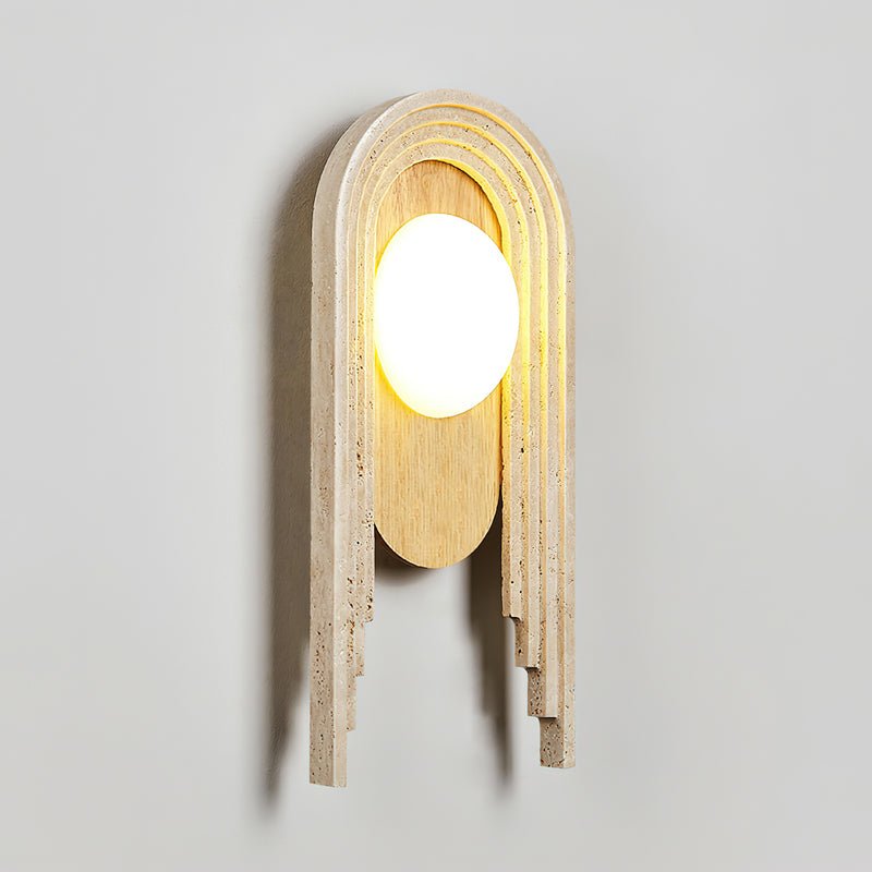 Applique murale moderne Valur en Travertin Bois et beige