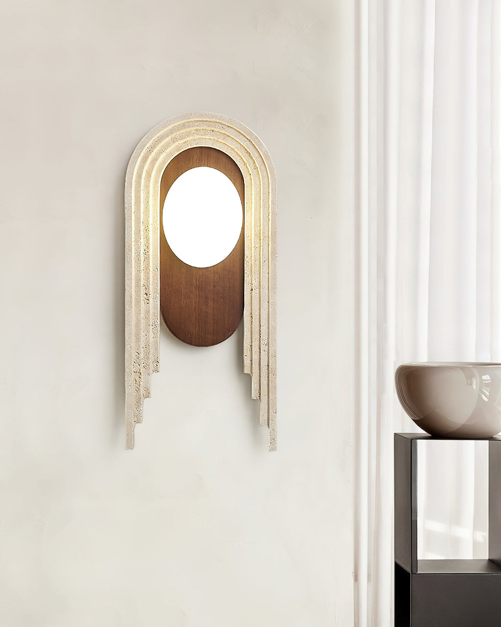 Applique murale moderne Valur en Travertin Foncé noyer et beige