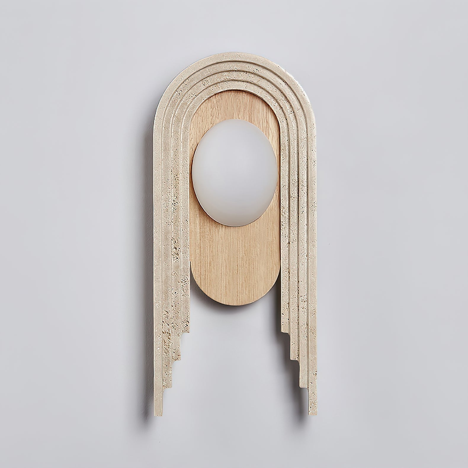Applique murale moderne Valur en Travertin Bois et beige