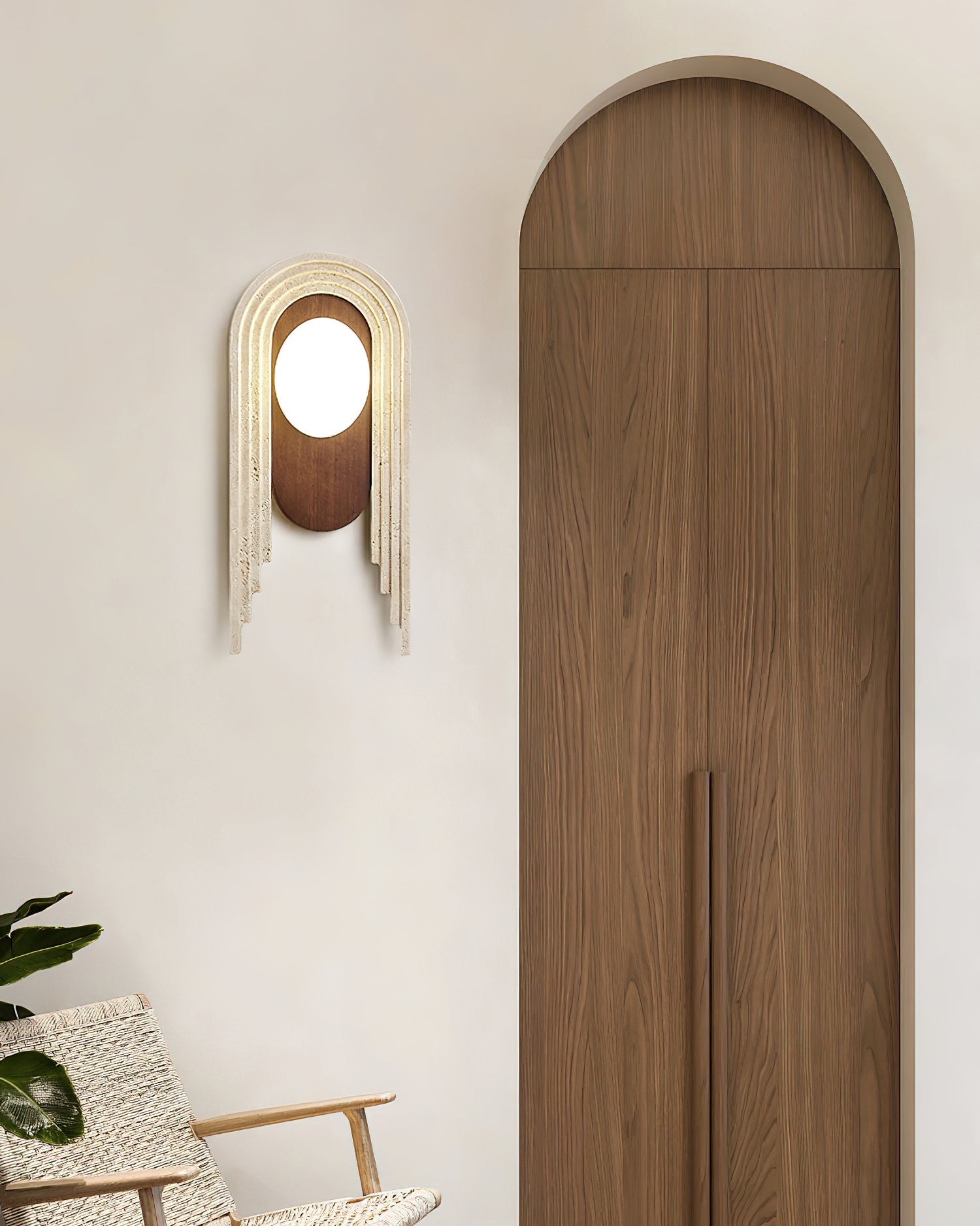Applique murale moderne Valur en Travertin Bois et beige
