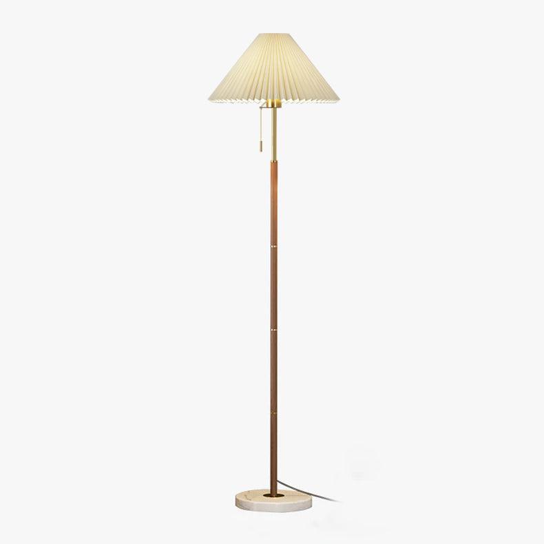 Lampadaire moderne Oluf en Métal, Tissu, Marbre Noyer et blanc