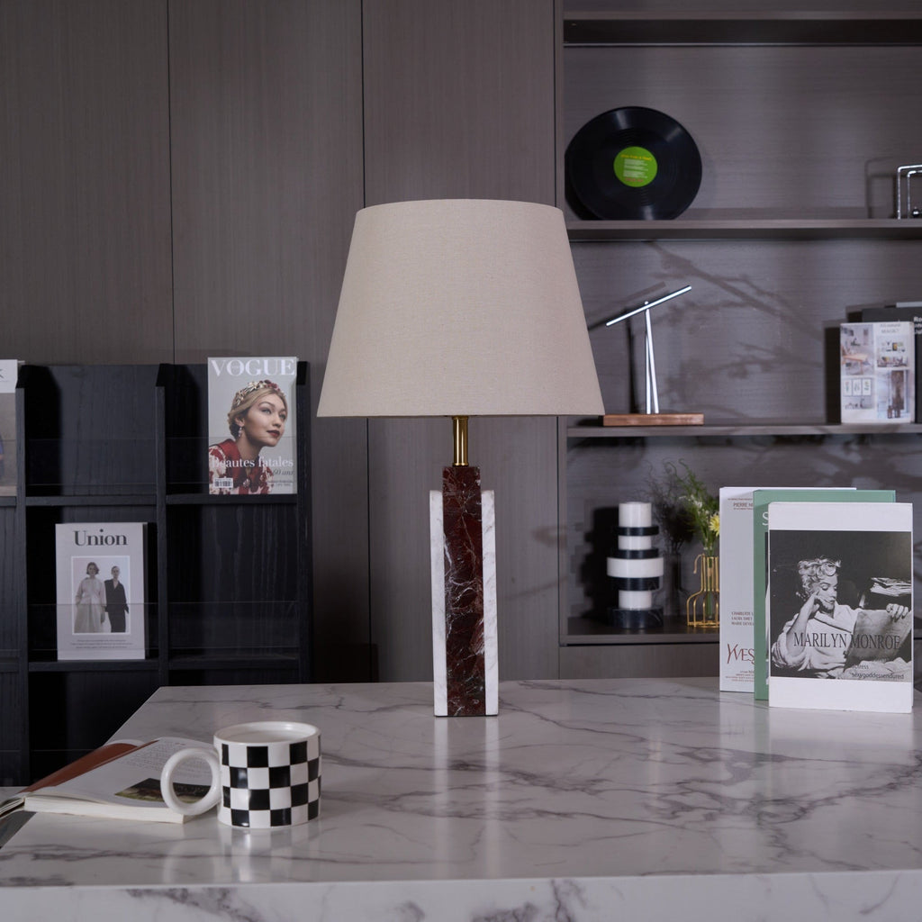 Lampe à poser moderne Steg en Foncé violet et blanc marbre