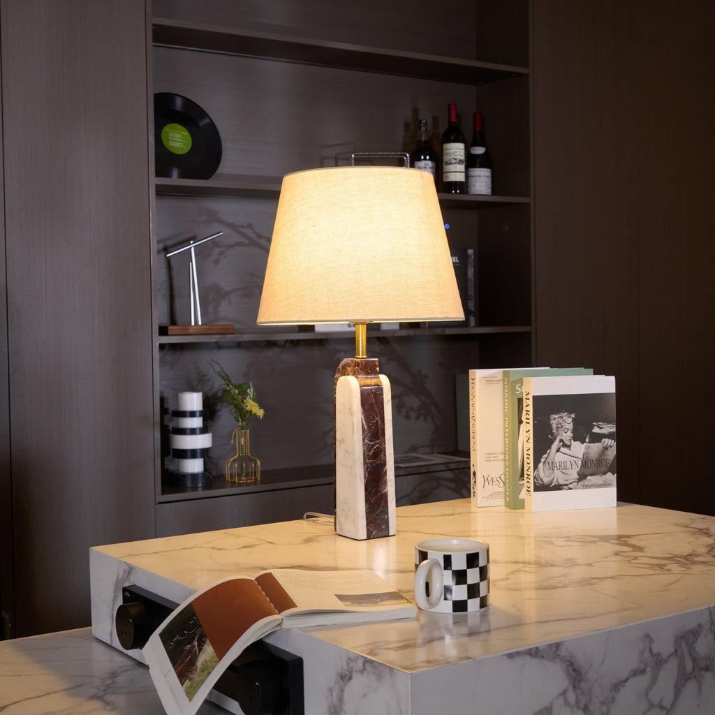 Lampe à poser moderne Steg en Foncé violet et blanc marbre