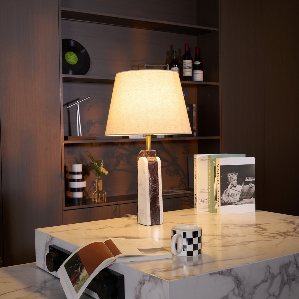 Lampe à poser moderne Steg en Foncé violet et blanc marbre