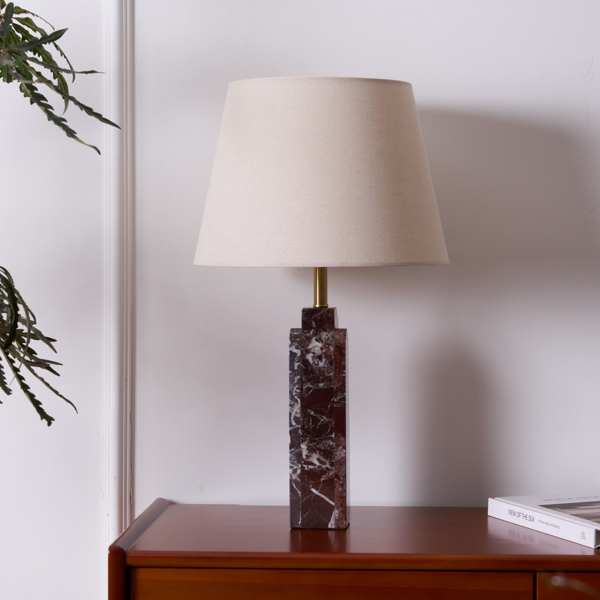 Lampe à poser moderne Steg en Foncé violet et blanc marbre