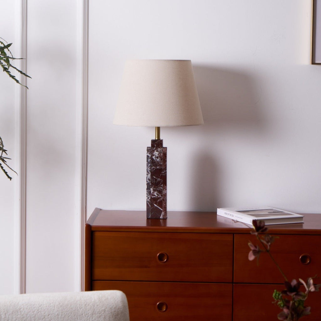 Lampe à poser moderne Steg en Foncé violet et blanc marbre