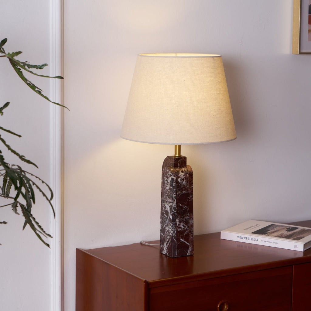Lampe à poser moderne Steg en Foncé violet et blanc marbre