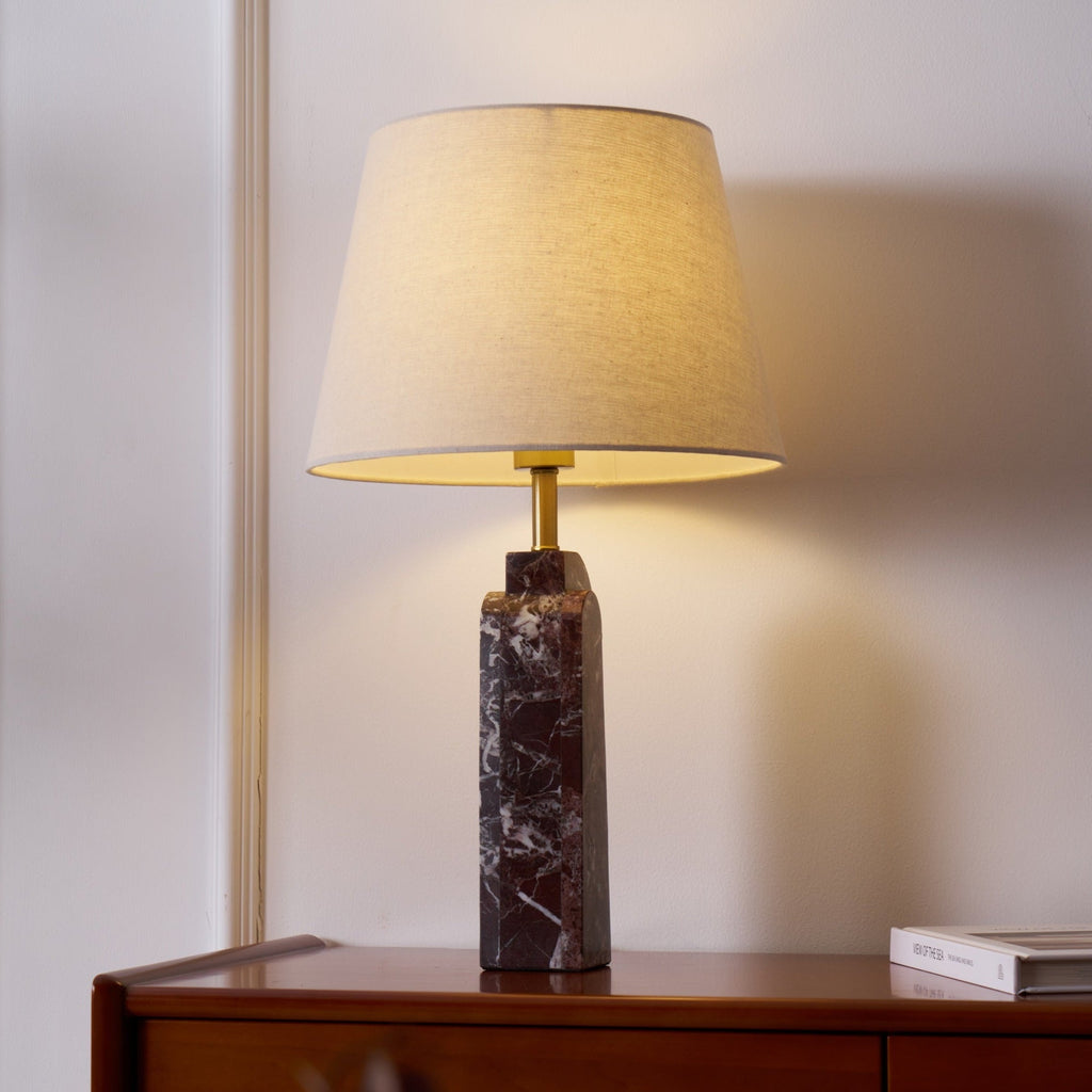 Lampe à poser moderne Steg en Foncé violet et blanc marbre