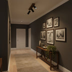 Plafonnier moderne Ellis en Noir travertin et noyer bois