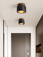 Plafonnier moderne Viglek en Noyer et noir travertin