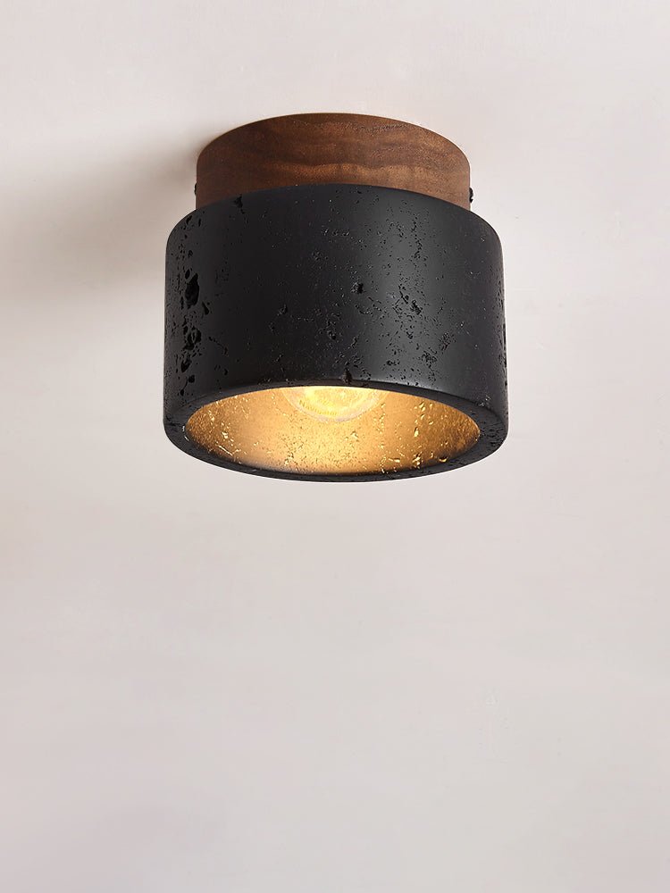 Plafonnier moderne Viglek en Noyer et noir travertin