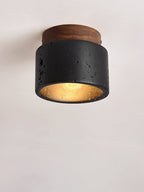 Plafonnier moderne Viglek en Noyer et noir travertin