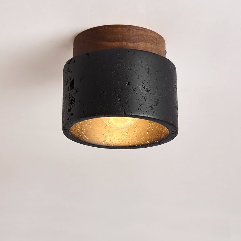 Plafonnier moderne Viglek en Noyer et noir travertin