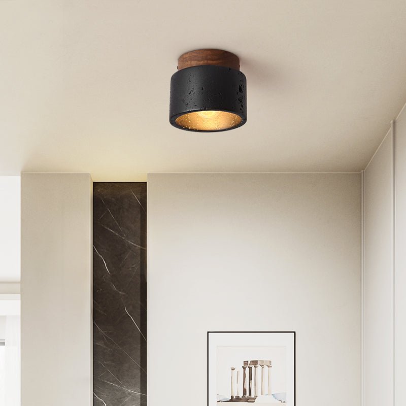 Plafonnier moderne Viglek en Noyer et noir travertin