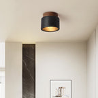 Plafonnier moderne Viglek en Noyer et noir travertin