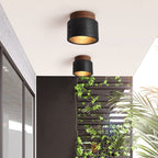 Plafonnier moderne Viglek en Noyer et noir travertin