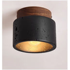 Plafonnier moderne Viglek en Noyer et noir travertin