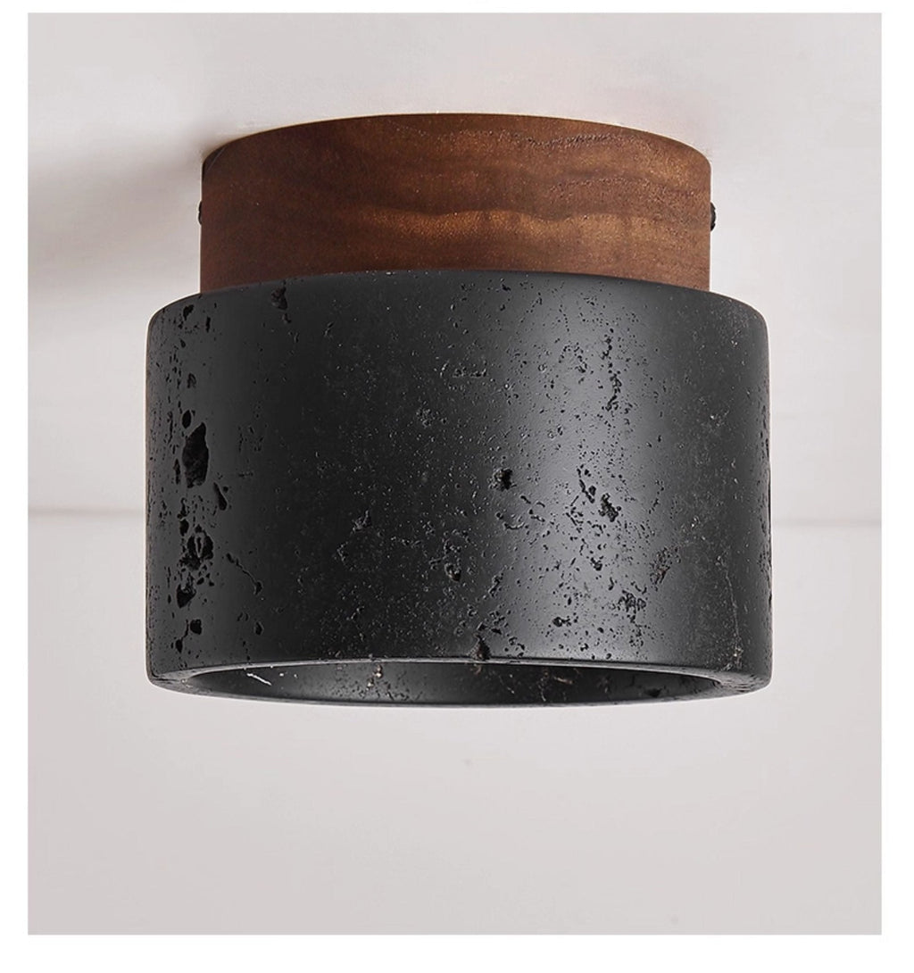 Plafonnier moderne Viglek en Noyer et noir travertin