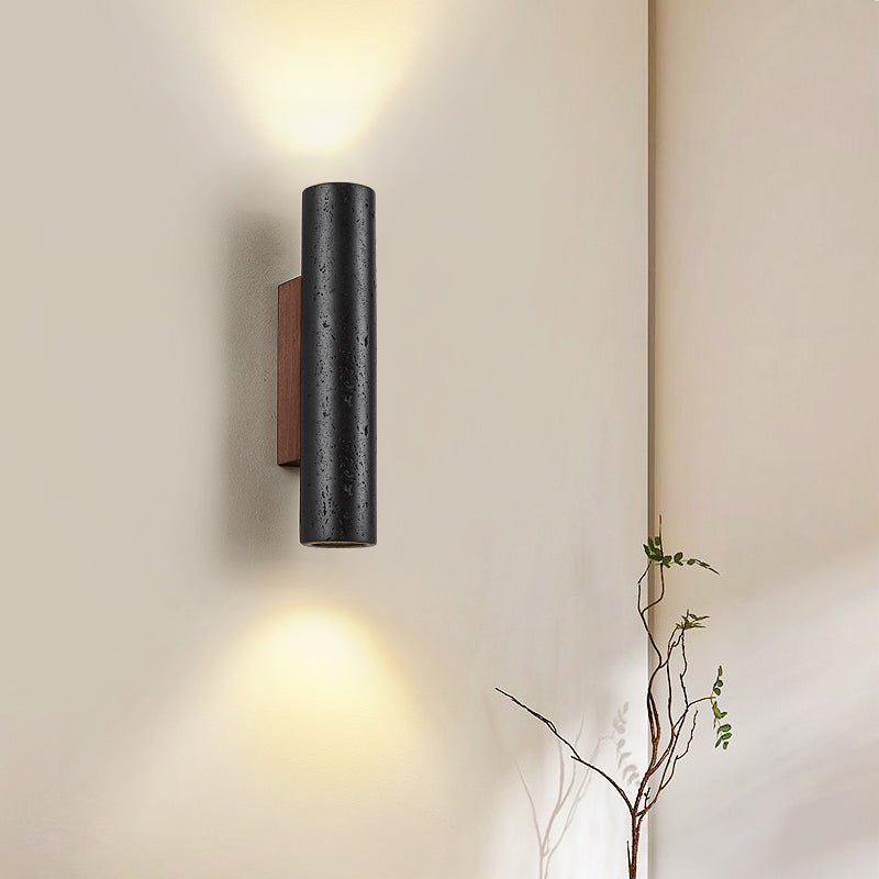 Applique murale moderne Axion en Noyer bois et noir travertin