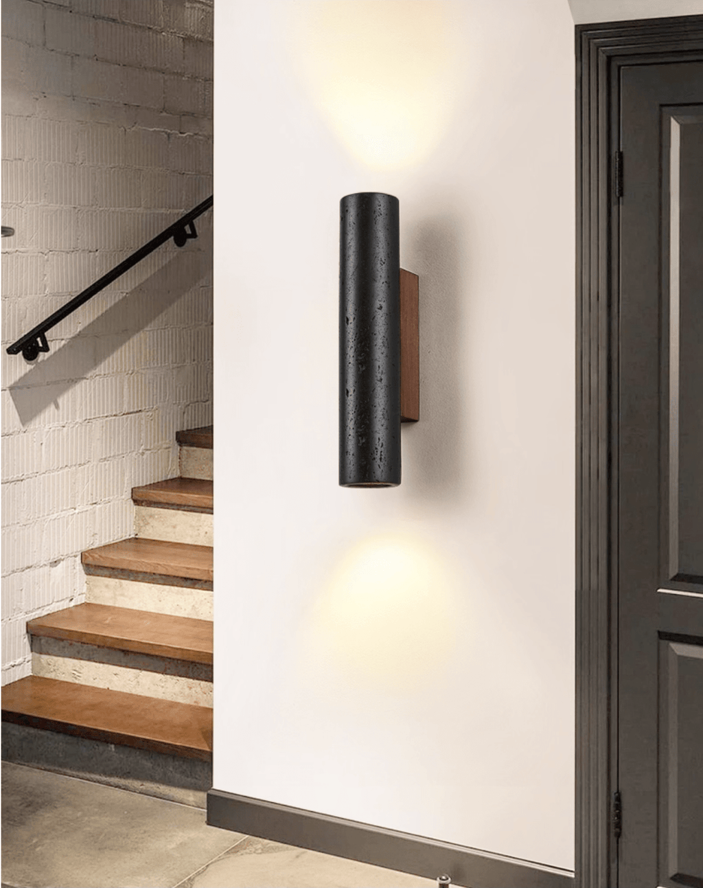 Applique murale moderne Axion en Noyer bois et noir travertin
