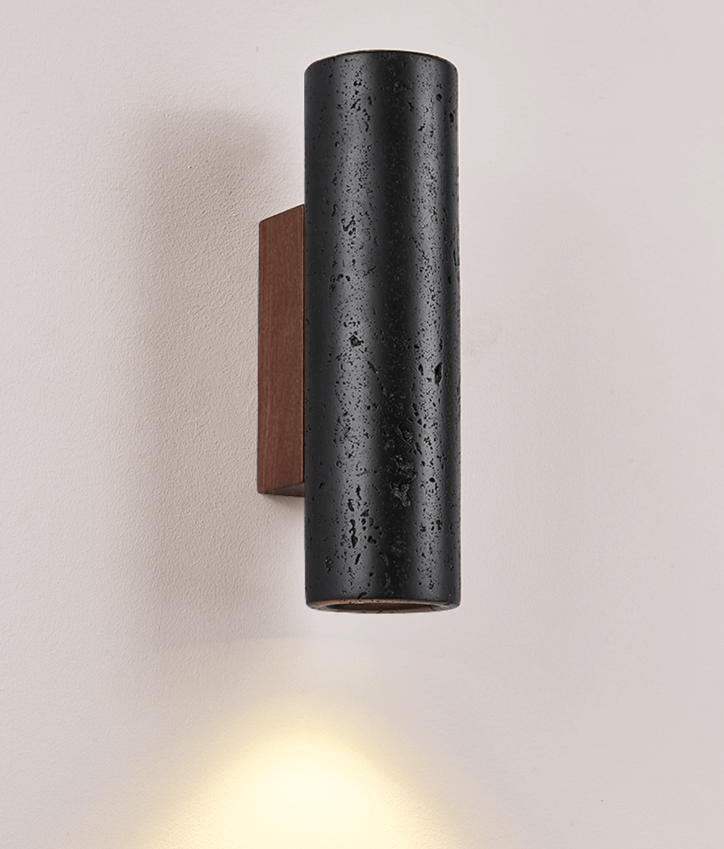 Applique murale moderne Axion en Noyer bois et noir travertin