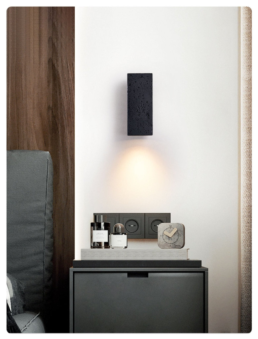 Applique murale moderne Torm en Noir travertin