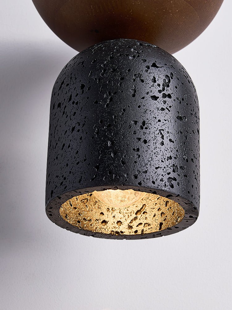 Suspension moderne Jonn en Noir travertin et noyer