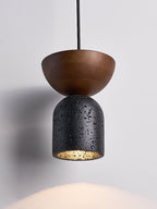 Suspension moderne Jonn en Noir travertin et noyer