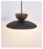 Suspension moderne Hedric en Noyer et noir travertin