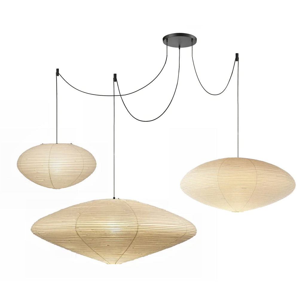 Suspension moderne Ove en papier Blanc et noir câble