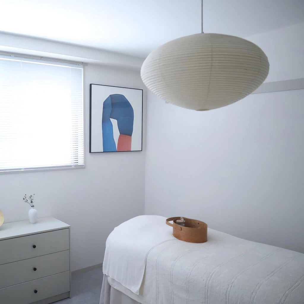 Suspension moderne Ove en papier Blanc et blanc câble