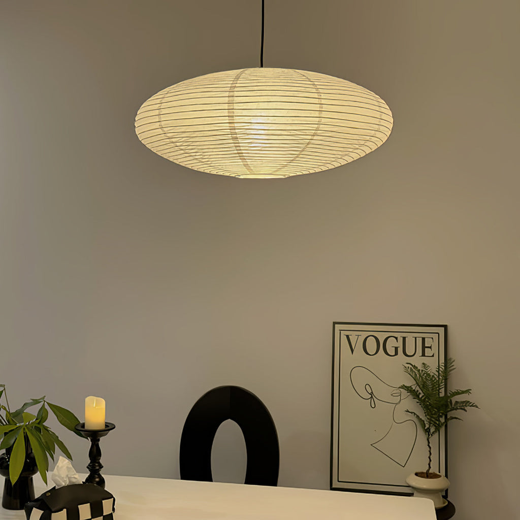 Suspension moderne Ove en papier Blanc et blanc câble