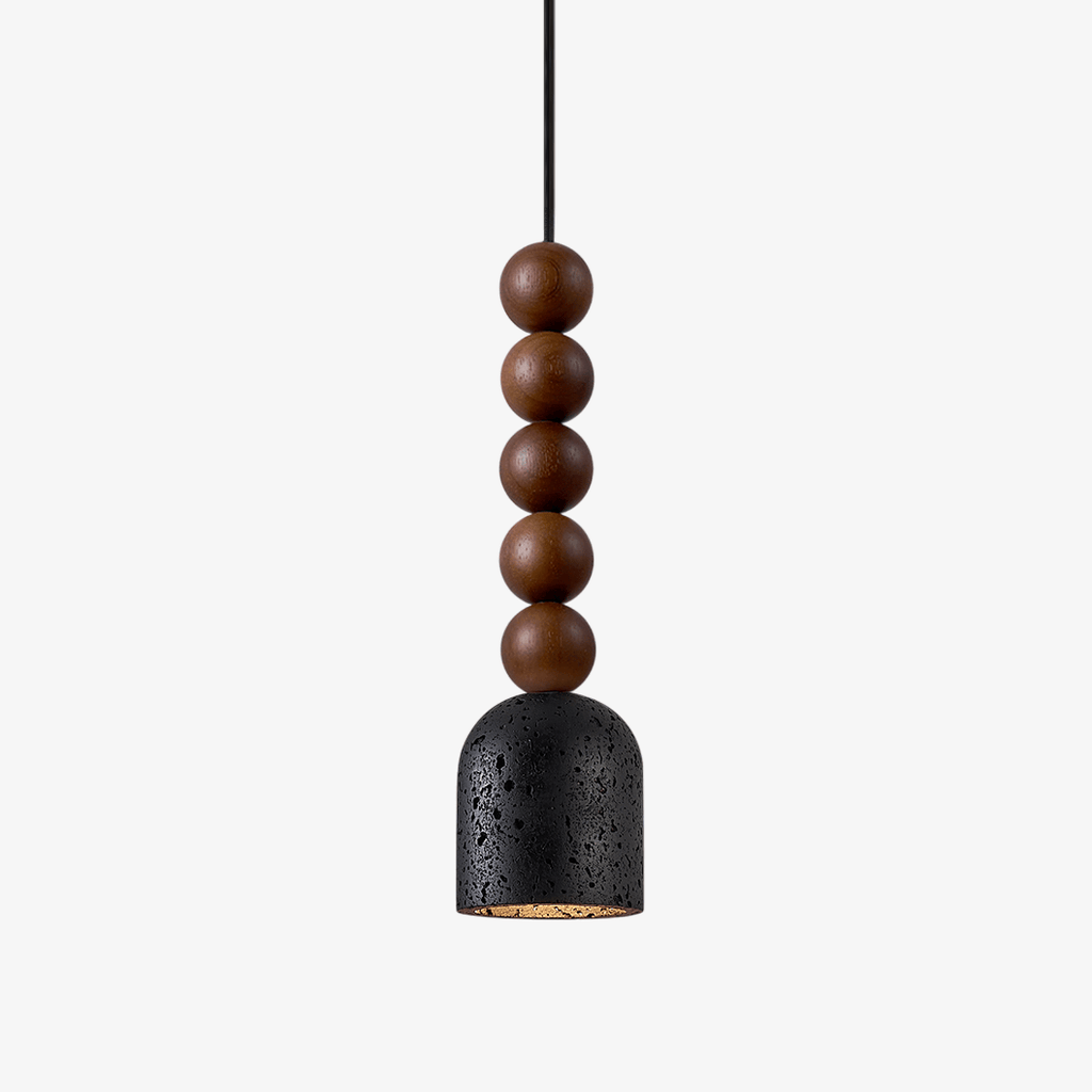 Suspension moderne Luan en bois Travertin jaune et noyer