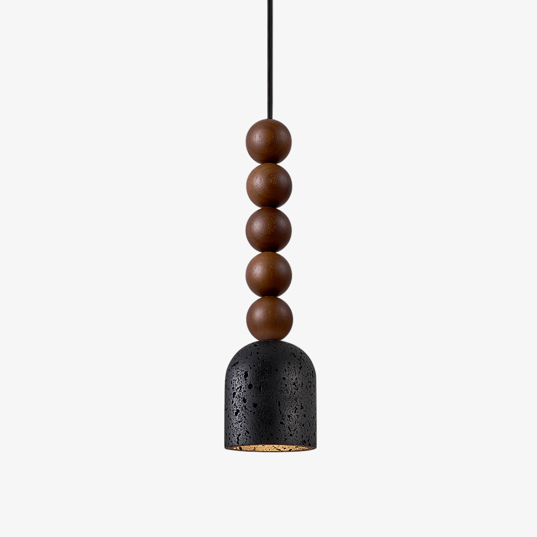 Suspension moderne Luan en bois Travertin jaune et noyer