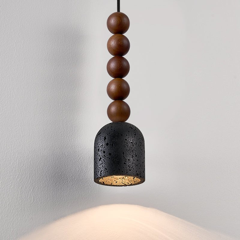 Suspension moderne Luan en bois Travertin jaune et noyer