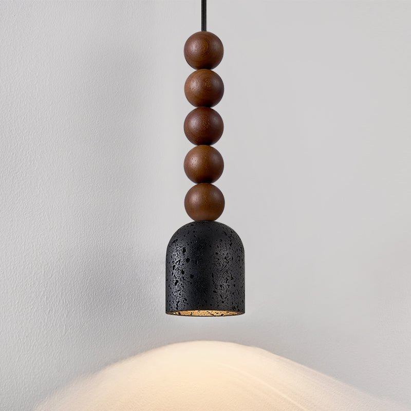Suspension moderne Luan en bois Travertin jaune et noyer