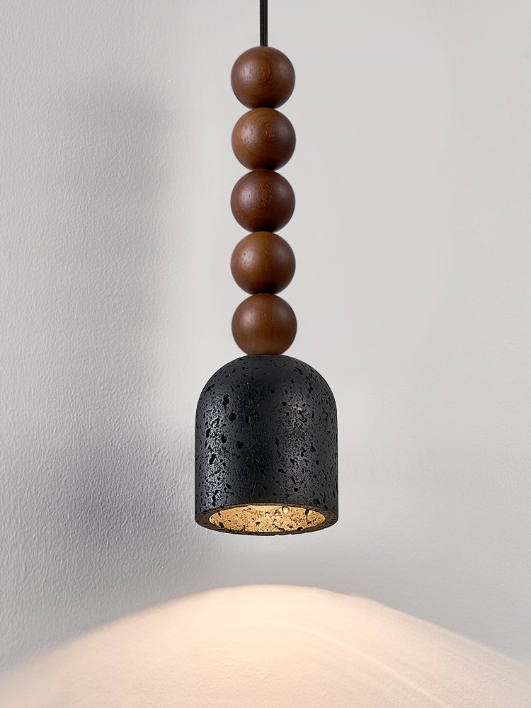 Suspension moderne Luan en bois Travertin jaune et noyer