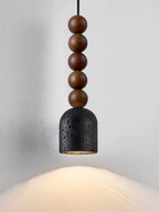 Suspension moderne Luan en bois Travertin jaune et noyer