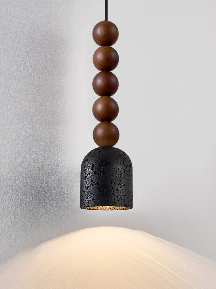 Suspension moderne Luan en bois Travertin jaune et noyer